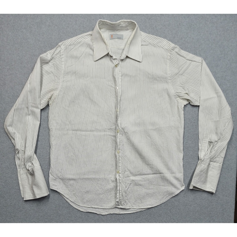Missoni Button Down Shirt Mens 16.5 White Striped Long Sleeve Dress Casual Italy